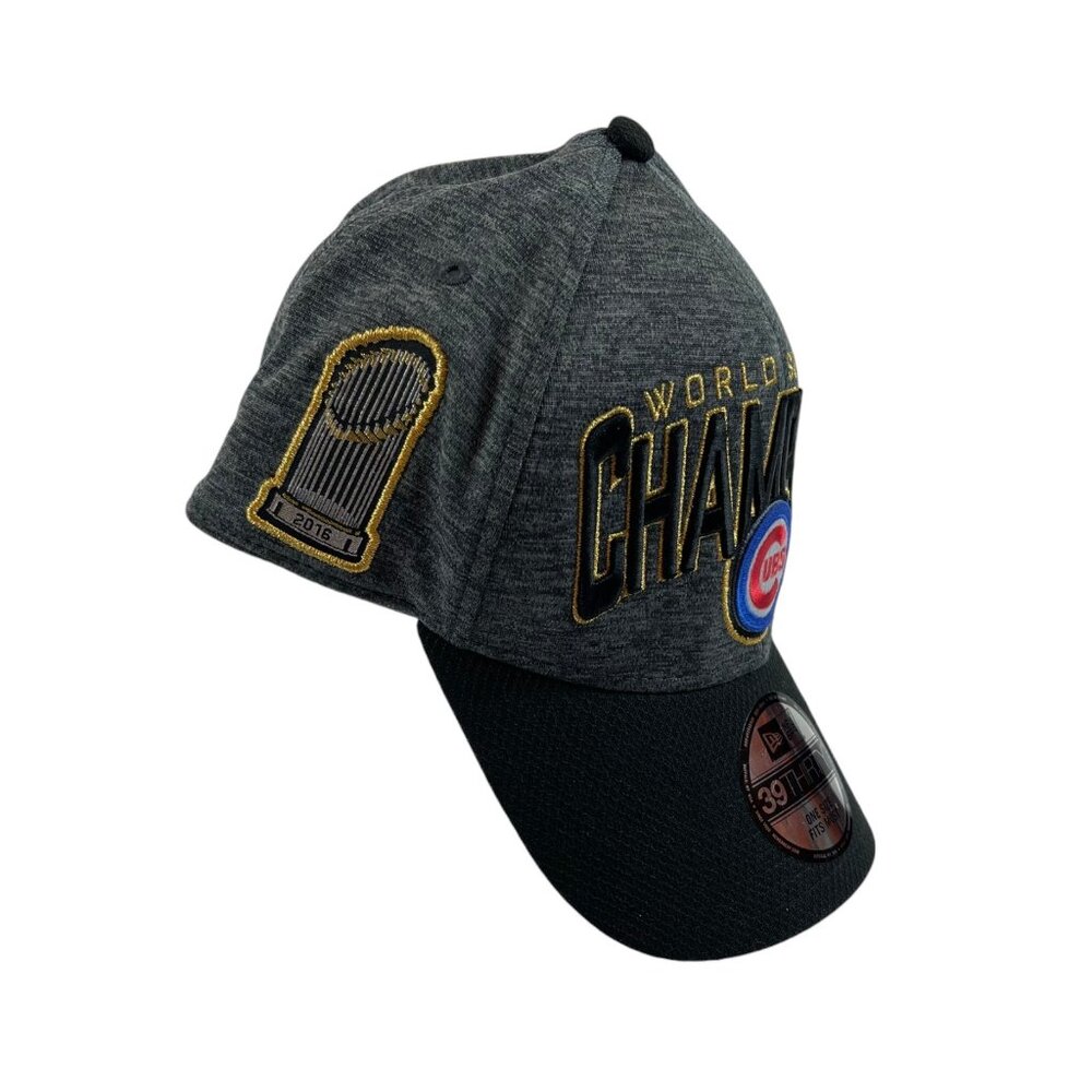 New Era Cubs World Series Champions Hat Cap‎ Snack Back Adjustable Black Gray - Picture 3 of 6